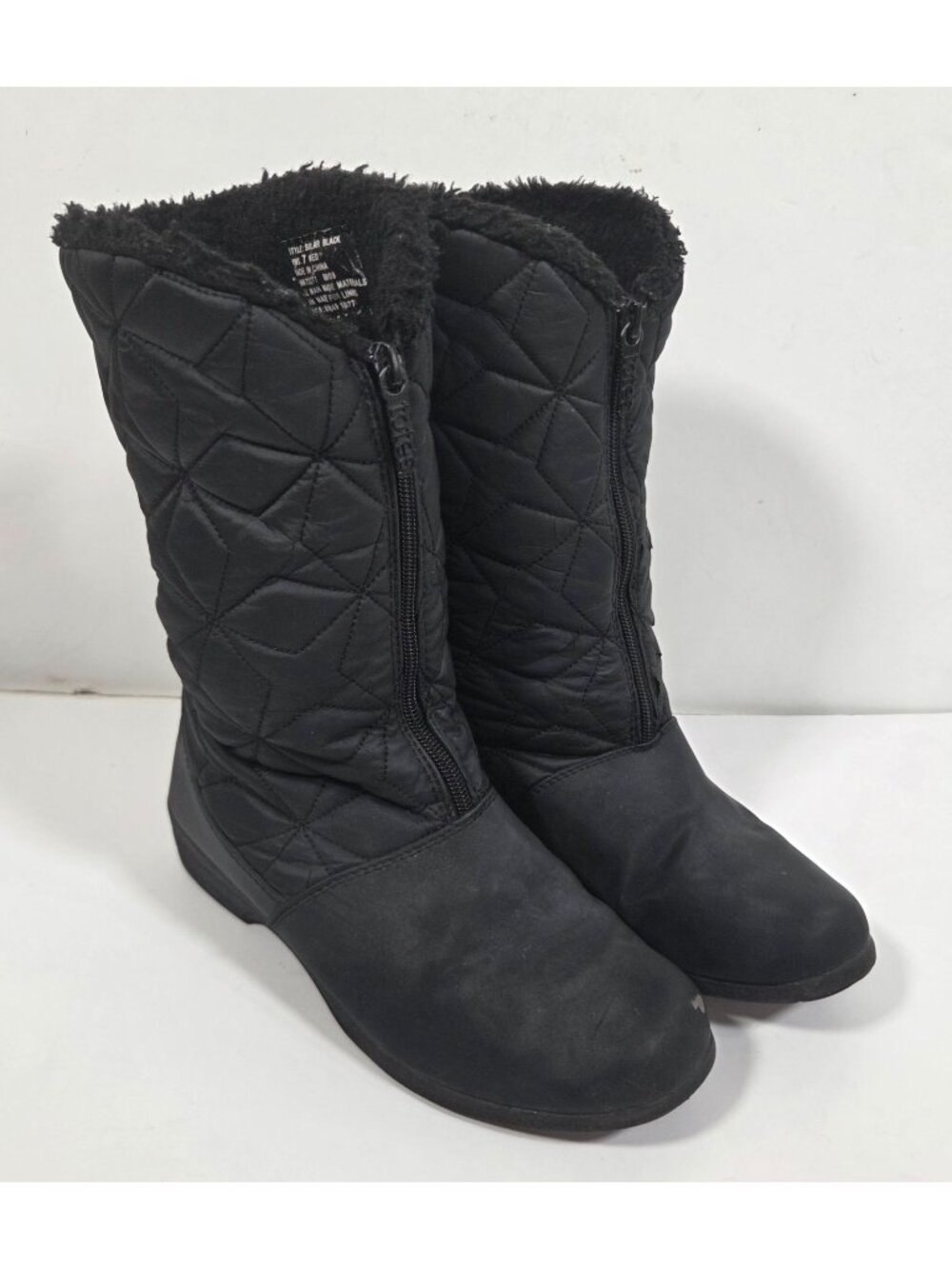 Totes Women's Zip Up Mid Calf Insulated Boots Black Size 7